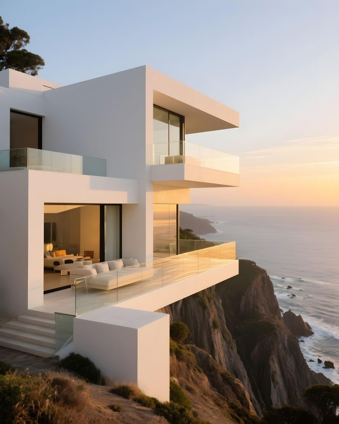 Casa de alto padrão projetada por Felipe Moraes, penhasco à beira-mar
